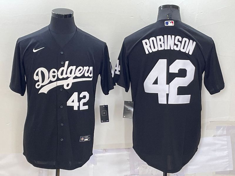 Men Los Angeles Dodgers #42 Robinson Black Inversion Nike 2022 MLB Jerseys->los angeles dodgers->MLB Jersey